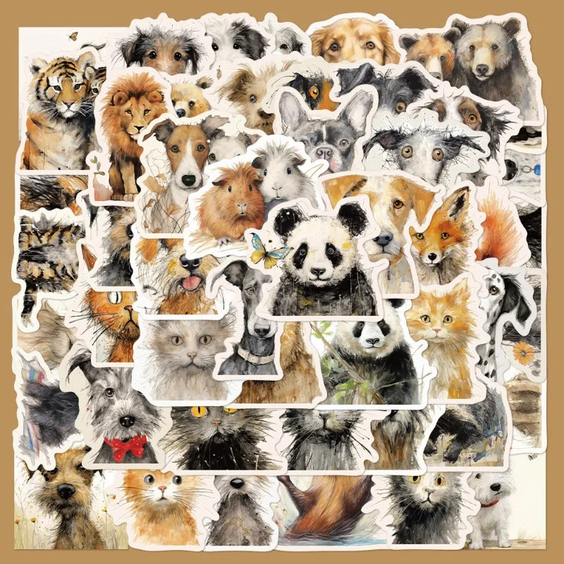 50pcs Cartoon Animal Graffiti Stickers for Helmet, Wall, Desktop Decoration (ONLINE ORDER ONLY)