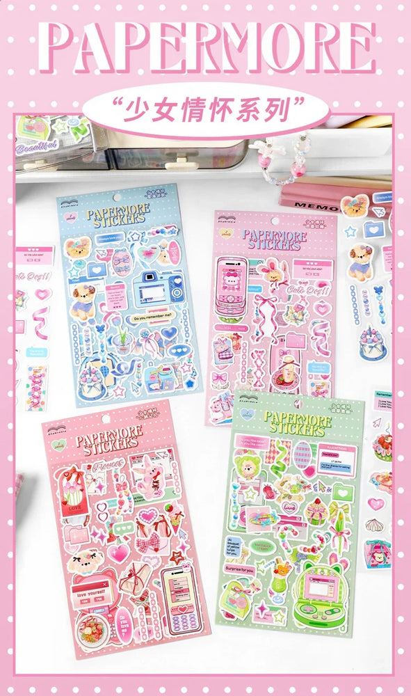 2Pcs/lot Girl Feelings Series Stickers Cute Sticker Scrapbooking Decorative Sticker Photo Album DIY Diary Stick Label Stationery (ONLINE ORDER ONLY)