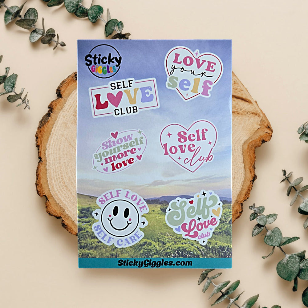 Cute Self Love Inspirational Sticker Sheet 6 Stickers (ONLINE ORDER ONLY)