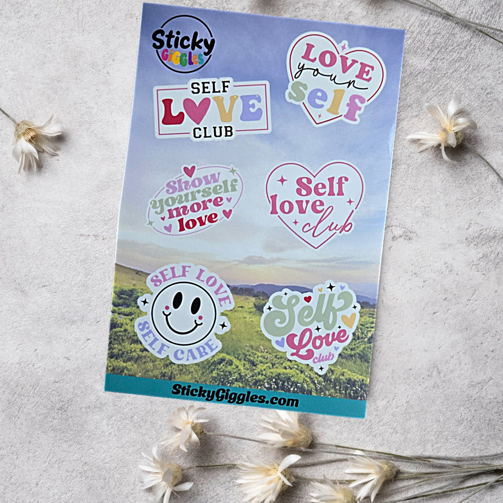 Cute Self Love Inspirational Sticker Sheet 6 Stickers (ONLINE ORDER ONLY)