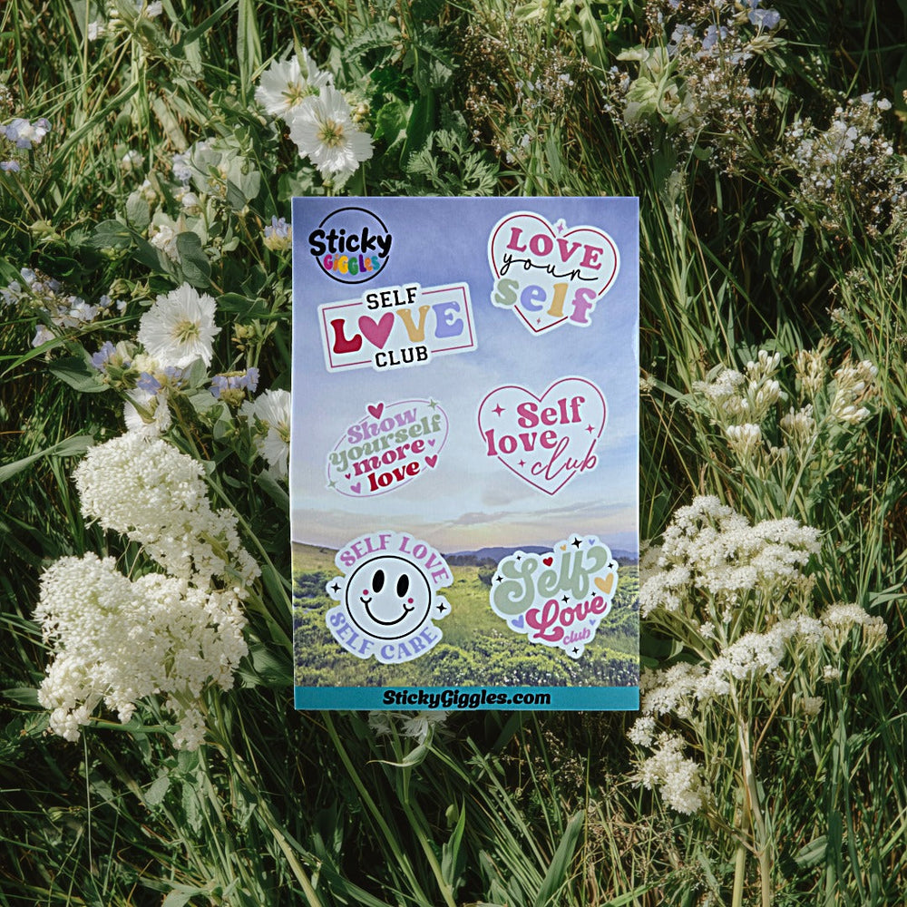 Cute Self Love Inspirational Sticker Sheet 6 Stickers (ONLINE ORDER ONLY)