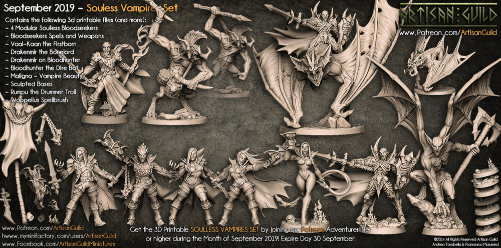 3D Printed Artisan Guild Standalone Weapons and Spells Soulless Vampires Set 28mm 32mm (Online Only)