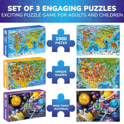 Set of 3 1000 Piece Map Jigsaw Puzzle Quokka (ONLINE ORDER ONLY)