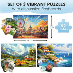 Set of 3 60 Piece Tray Jigsaw Puzzles with Conversation Cards Quokka (ONLINE ORDER ONLY)