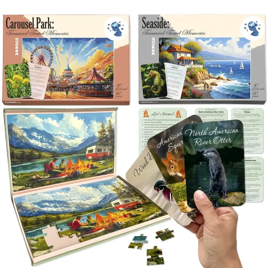 Set of 3 60 Piece Tray Jigsaw Puzzles with Conversation Cards Quokka (ONLINE ORDER ONLY)
