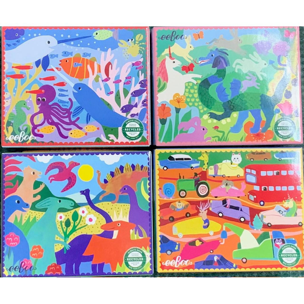 Set of 4 Monika Forsberg Animal 36 Piece Mini Jigsaw Puzzles eeBoo (ONLINE ORDER ONLY)
