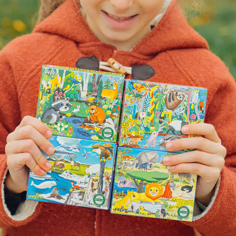 Set of 4 Wild Habitats Animal 36 Piece Mini Jigsaw Puzzles eeBoo (ONLINE ORDER ONLY)
