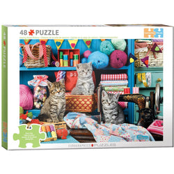 Sewing Room Kittens 48 Connecting Pieces Jigsaw Puzzle Eurographics (ONLINE ORDER ONLY)