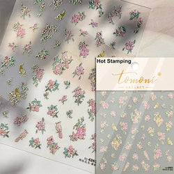 Autumn Fall Maple Leaves Ginkgo Leaf Osmanthus Chrysanthemums Rabbit Bunny Plant Flower Relief Nail Art Sticker Decoration Decal (ONLINE ORDER ONLY)