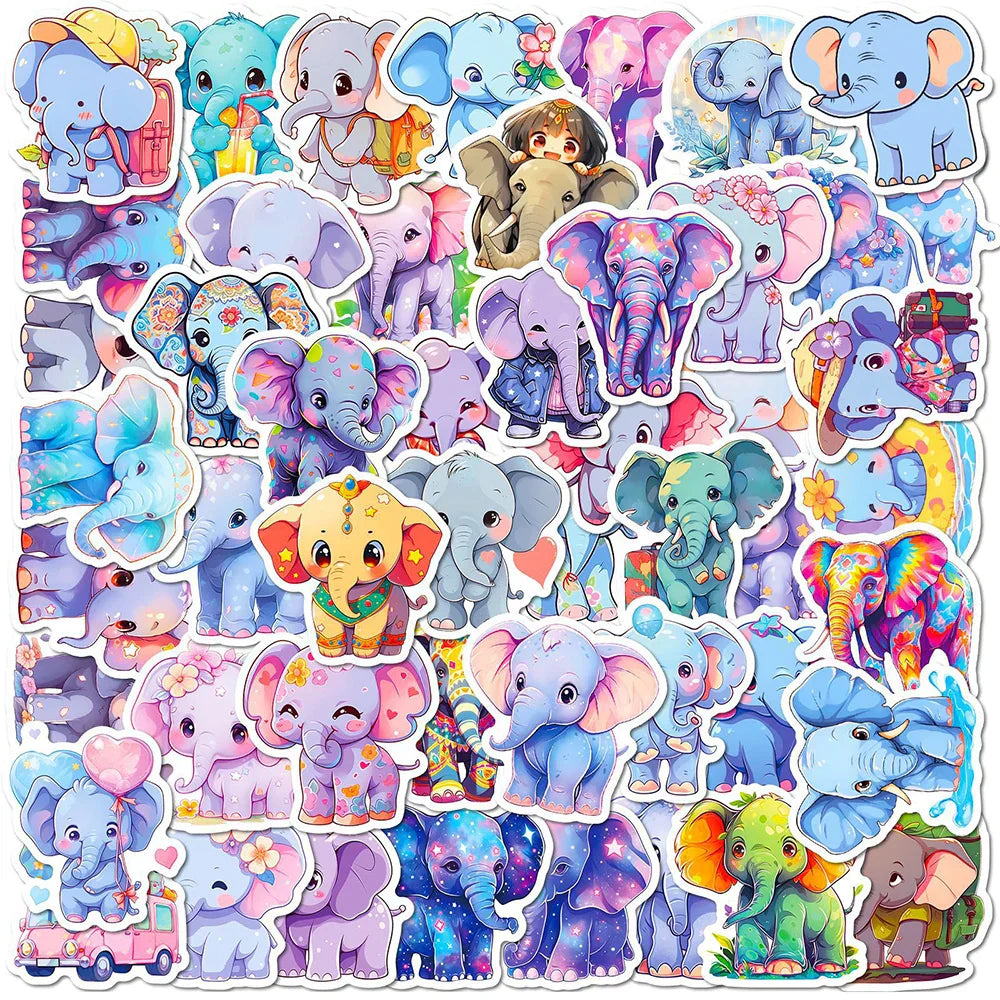 Cartoon Elephant Stickers Waterproof Decals for Laptop Phone Scrapbook (Online Order Only)