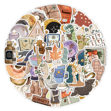 10/30/50/100pcs Vintage Art Plant Funny Cartoon Stickers Decals Laptop Suitcase Motorcycle Car Phone Waterproof Sticker Kids Toy (ONLINE ORDER ONLY)