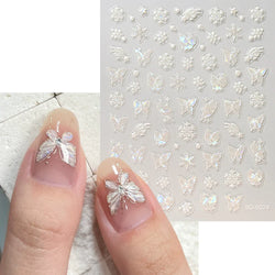 1pc Aurora Butterfly Nail Stickers Pink Butterfly Shell Light Beam Angel Wings Sliders Fairy Light & Lively Translucent Nail Dec (ONLINE ORDER ONLY)