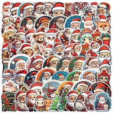 10/30/50/100pcs Kawaii Retro Christmas Stickers Decals Laptop Skateboard Phone Suitcase Fridge Decoration Sticker for Kids Toys (ONLINE ORDER ONLY)