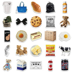 10/25/50pcs Ins Style Cute Stickers Cartoon Milk Food Decals DIY Fridge Phone Suitcase Laptop Notebook Car Wall Sticker Kids Toy (ONLINE ORDER ONLY)