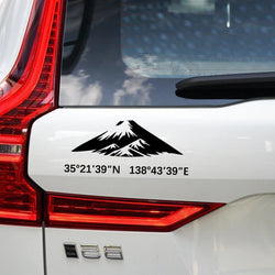 MOUNT FUJI Stickers with its longitude and latitude decal,creative&fashion with high quality for car trucks motorcycles &laptops (ONLINE ORDER ONLY)