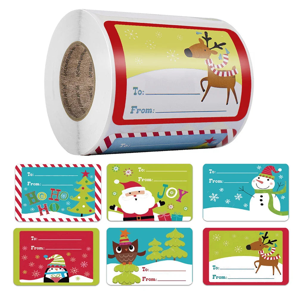 50-250Pcs Christmas Labels Sealing Sticker Aesthetic Kraft Paper Thank You Stationery Supply Decorative Scrapbook (ONLINE ORDER ONLY)
