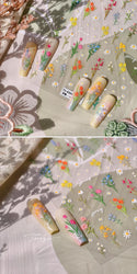 Field Bouquet Canola Flowers Daisy Tulip Garden Lavender Spring Embossed Reliefs Self Adhesive Nail Art Stickers Manicure Decals (ONLINE ORDER ONLY)