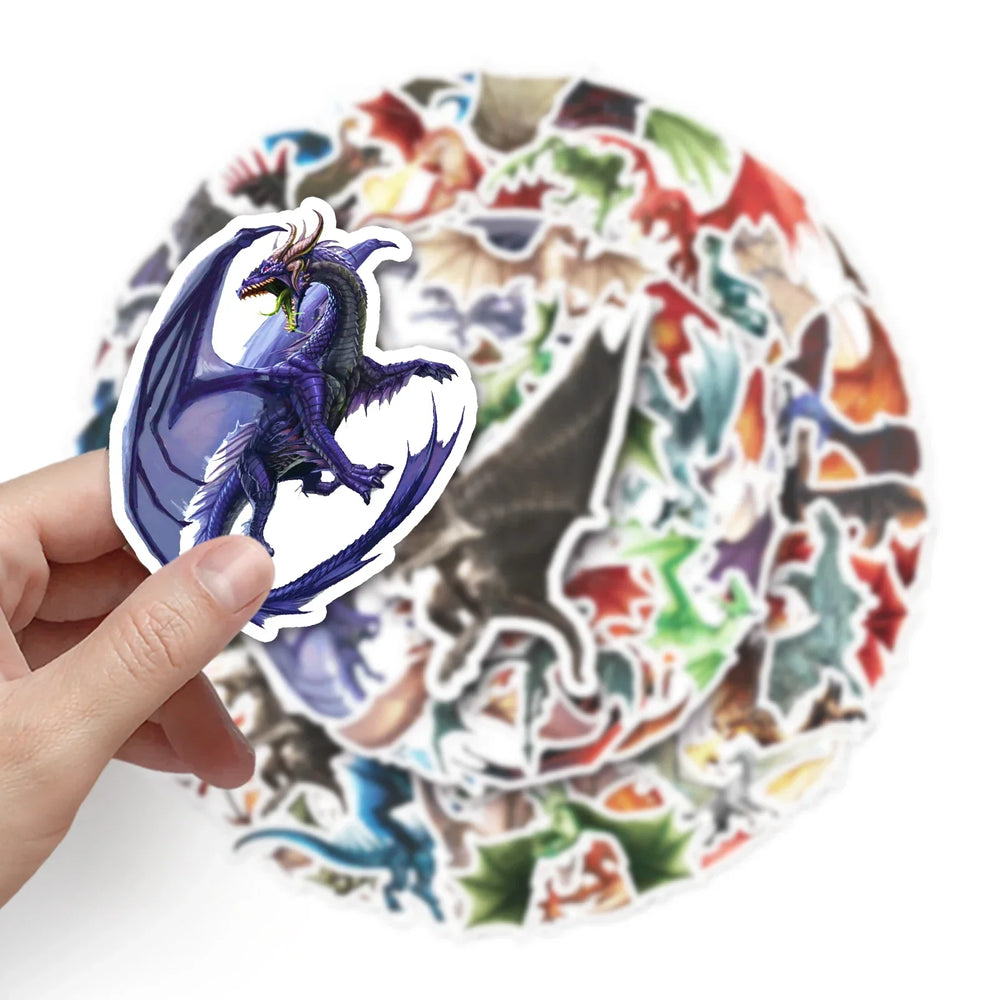 50Pcs Dragon Cartoon Waterproof Vinyl Stickers for Skateboard Snowboard (Online Order Only)