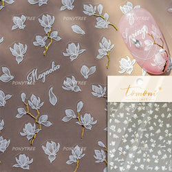 Cute Spring Flowers Purple Blue White Bowknot Rose Garden Daisy 5D Soft Embossed Relief Adhesive Nail Art Sticker Manicure Decal (ONLINE ORDER ONLY)