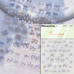 Dreamy Shiny Bowknot Ribbon Lace Delicate Tie Charming 5D Nail Art Decoration Sticker Self Adhesive Manicure Decal DIY Wholesale (ONLINE ORDER ONLY)