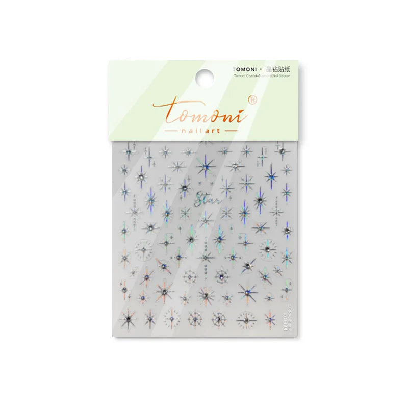 Gold Silver Star Laser Pink Colorful Glitter Starlight Sparkle Rhinestones Relief Nail Art Decorations Stickers Manicure Decals (ONLINE ORDER ONLY)