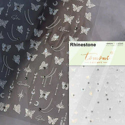 Charming Golden Gradient Shiny Rhinestone Jelly Butterfly Flower Petal Bowknot 3D Self Adhesive Nail Art Sticker Manicure Decals (ONLINE ORDER ONLY)