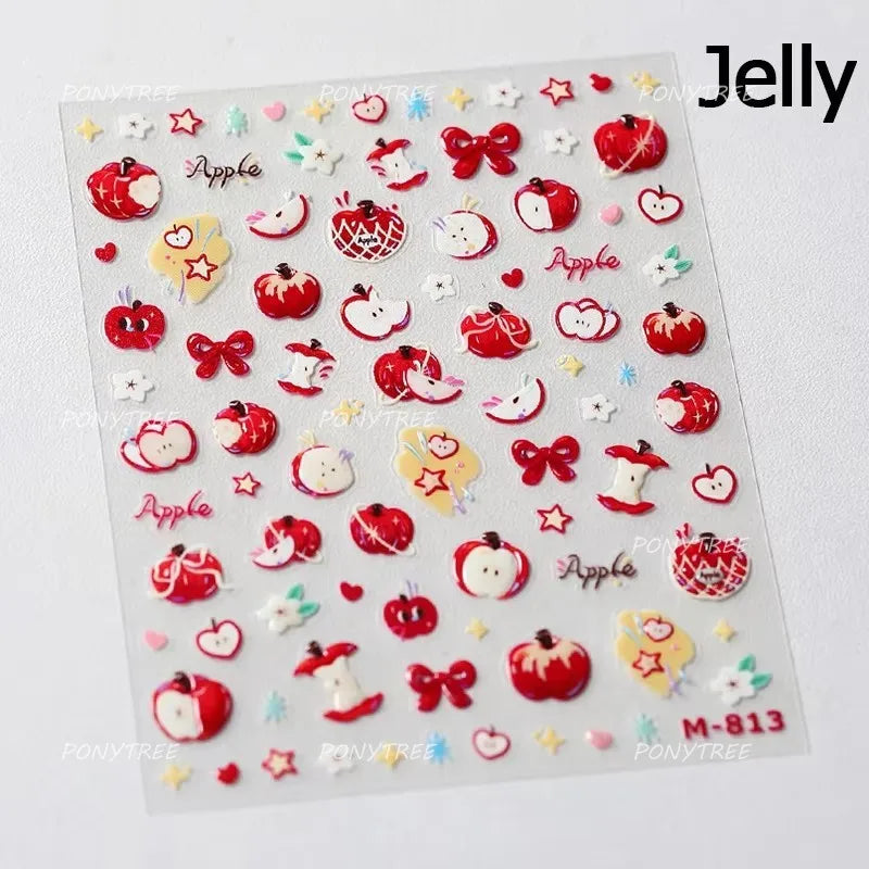 Cute Food Dog Baking Cookies Bread Rabbit Cheese Pudding Croissant Doughnut Adhesive Nail Art Decoration Sticker Manicure Decals (ONLINE ORDER ONLY)
