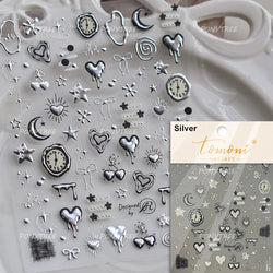 Line Love Heart Arc French Romantic Curve Punk Attitudinal Hollow Geometric Figure Adhesive Nail Art Stickers Manicure Decals (Online Order Only)