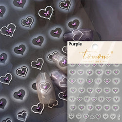 Flat Small Pink Brown Halo Dyeing Love Heart Geometric Leopard Shiny Jelly Chic Embossed Relief Nail Art Stickers Manicure Decal (Online Order Only)