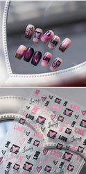 Graffiti Line Love Heart Cool Personal Hollow Out English Letter Y2k Self Adhesive Nail Art Decorations Sticker Manicure Decals (ONLINE ORDER ONLY)