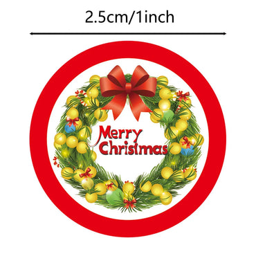 100-500Pcs Kraft Paper Round Labels Christmas Gift Sticker Xmas Tree Candy Box New Year Packaging Bag Christmas Decorations (Online Order Only)