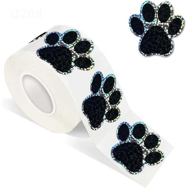 100-500pcs Black laser Sticker Paw Print Reward Stickers Dog Cat Bear Paw Labels for Teacher Student Stationery Sticker (ONLINE ORDER ONLY)