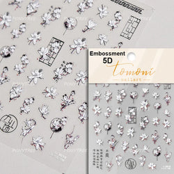Romantic Pink Peach Blossom Tower Circular Fan Hollowed Window Tassel Pendant Antique Tree Chic Nail Art Stickers Manicure Decal (ONLINE ORDER ONLY)