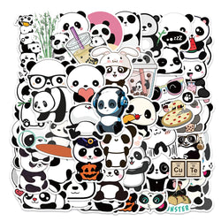50pcs Cute Cartoon Animals Panda Stickers For Laptop Phone Luggage Guitar Decor Waterproof Graffiti Car Decals Kids Toy (ONLINE ORDER ONLY)