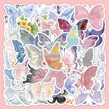 10/30/50PCS Cute Butterfly Stickers Aesthetic Graffiti DIY Waterproof Skateboard Phone Fridge Phone Guitar Bike Graffiti Kid Toy (ONLINE ORDER ONLY)