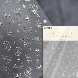 Butterfly Rose Laser Jelly Hot Stamping Lace Letter Flower Love Heart Bowknot 5D Self Adhesive Nail Art Stickers Manicure Decals (ONLINE ORDER ONLY)