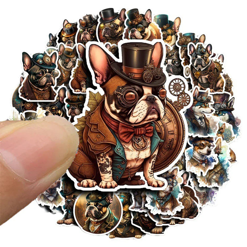 10/30/50pcs Cool Retro Gothic Steampunk Dog Waterproof Stickers Decals Skateboard Suitcase Car Laptop Decoration Sticker Kid Toy (Online Order Only)