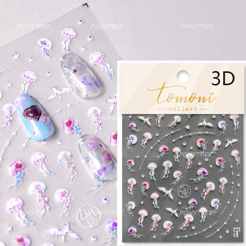 Starfish Dolphin Otter Shell Conch Whale Seahorse Pearl Oyster Infauna Self Adhesive Nail Art Stickers Manicure Decals Wholesale (ONLINE ORDER ONLY)