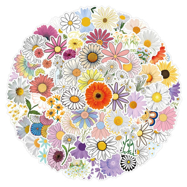 Cartoon Daisy Flower Stickers 10/30/50/110PCS Waterproof Decals for Motorcycle Luggage Skateboard Bike (ONLINE ORDER ONLY)