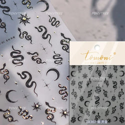 Romantic Purple Star Moon Butterfly Bowknot Retro Water Drop Gem Starburst Adhesive Nail Art Stickers Starlight Manicure Decals (ONLINE ORDER ONLY)