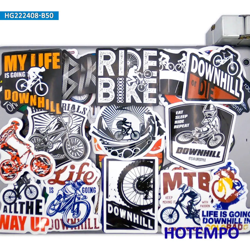 50Pieces MTB BMX Road Bike Track Cycling Outdoor Sports Waterproof Stickers for Car Motorcycle Phone Laptop Bicycle Sticker Toys (ONLINE ORDER ONLY)