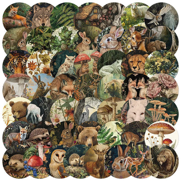 10/30/50pcs Vintage Animal Plant Cartoon Stickers Laptop Skateboard Phone Suitcase Decoration Sticker Decals Kids Classics Toys (Online Order Only)