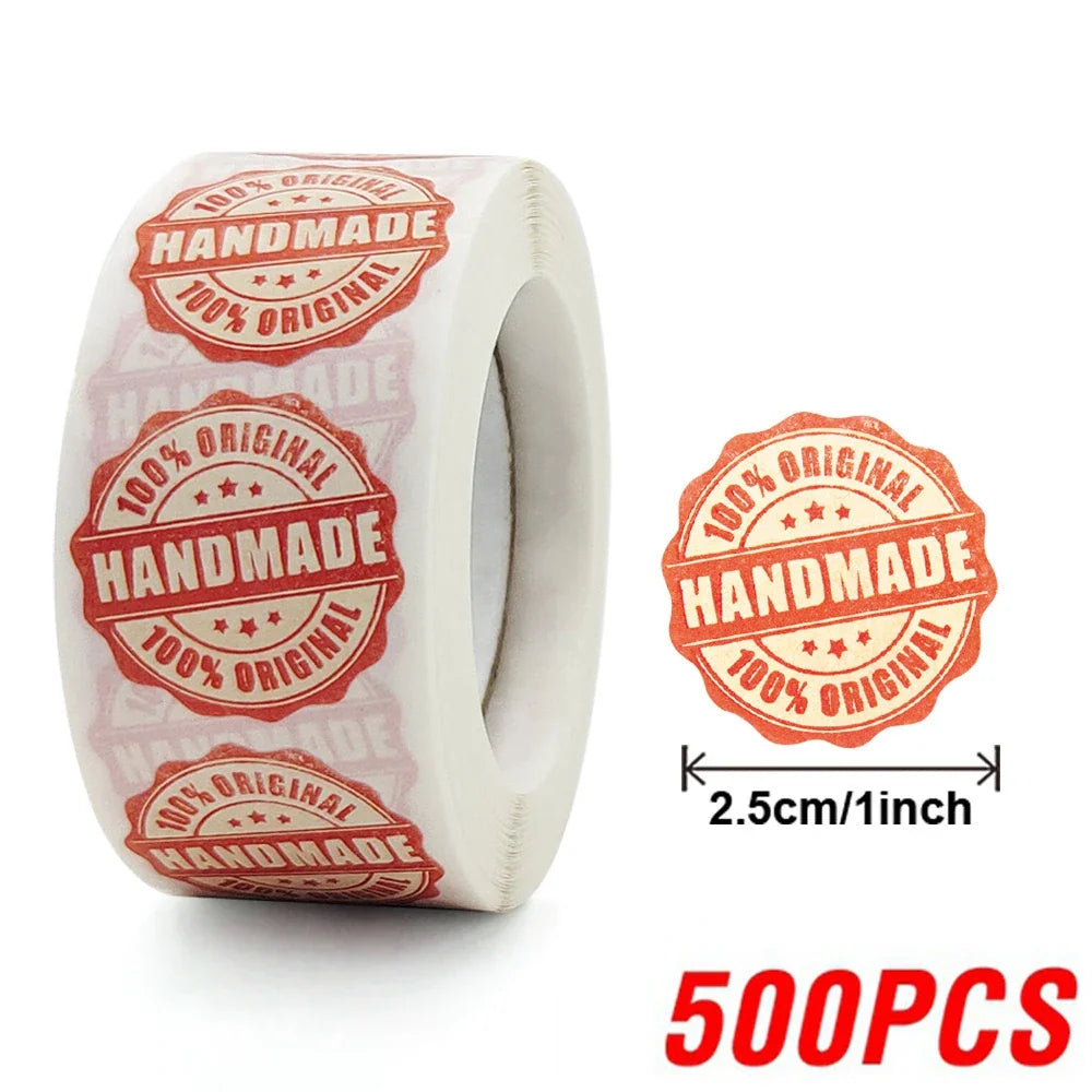 100-500pcs Handmade With Love Sticker For Cake Package Decoration Label Cute Kawaii Thank You Sticker Gift Sticker Red Paper (ONLINE ORDER ONLY)