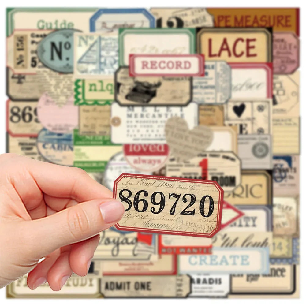10/30/60pcs Europe and America Retro Label Stickers Vintage Decals Laptop Motorcycle Phone Travel Luggage Waterproof Sticker Toy (Online Order Only)