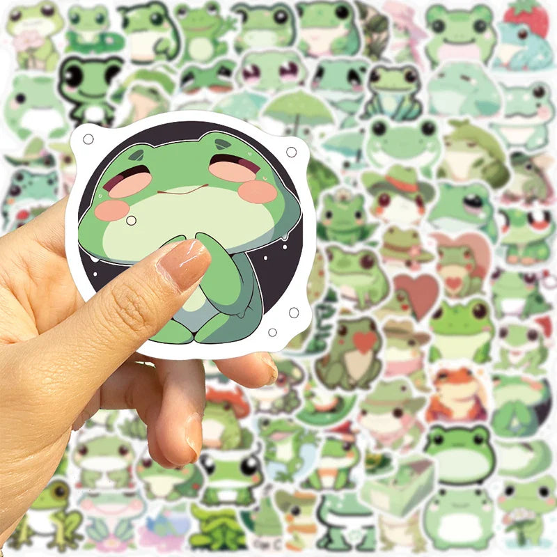 10/30/100PCS Cute Little Frog PVC Sticker Aesthetic Stationery School Supplies DIY Decoration Korean Scrapbooking for Kids (ONLINE ORDER ONLY)