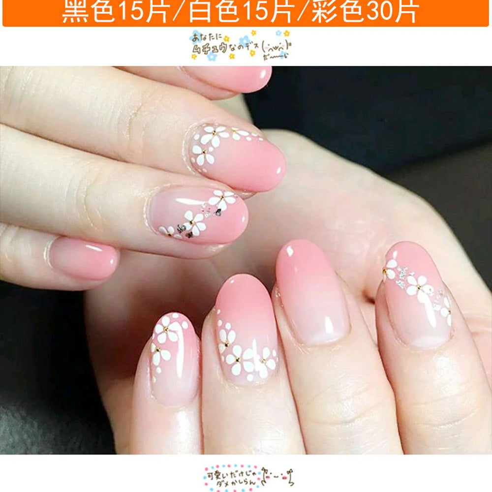 50 Sheets! 3D Flower Nail Art Stickers Decals NOT Repeat Black/White/Colorful Self Adhesive Nail Sticker Decals Random Pattern * (ONLINE ORDER ONLY)