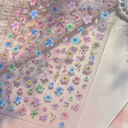 Colourful Dried Flower Petal Texture Peach Blossom Orchid Fragrant Bouquet 5D 3D Self Adhesive Nail Art Stickers Manicure Decals (ONLINE ORDER ONLY)