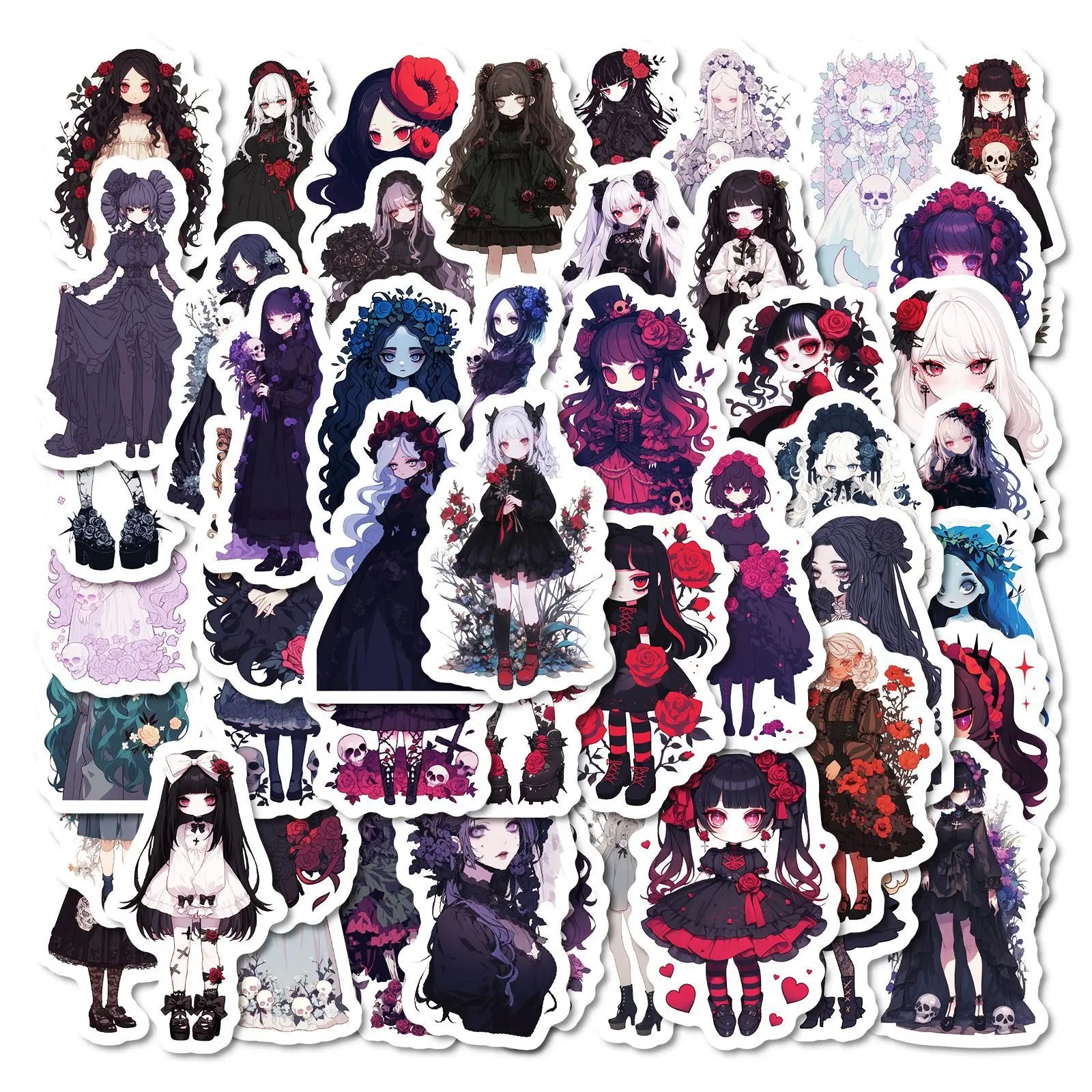 Gothic Girl Cartoon Stickers Dark Lolita Graffiti DIY Scrapbook Laptop Bike Guitar (ONLINE ORDER ONLY)