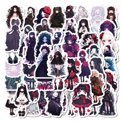 Gothic Girl Cartoon Stickers Dark Lolita Graffiti DIY Scrapbook Laptop Bike Guitar (ONLINE ORDER ONLY)