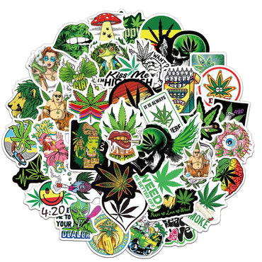 10/30/50/100PCS Funny Characters Leaves Weed Smoking Graffiti Stickers Car Travel Luggage Guitar Laptop Waterproof Cool Sticker (ONLINE ORDER ONLY)